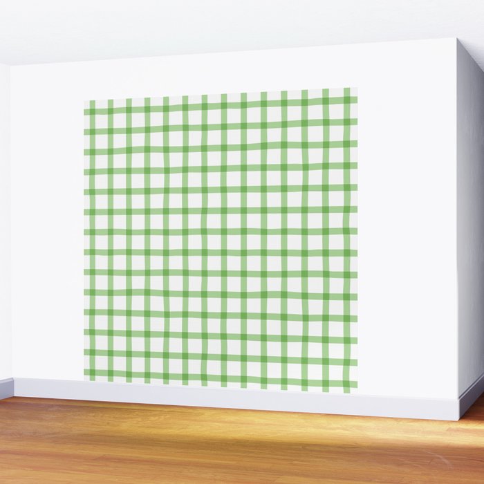Green geometric plaid gingham pattern Wall Mural Gallery Image 2