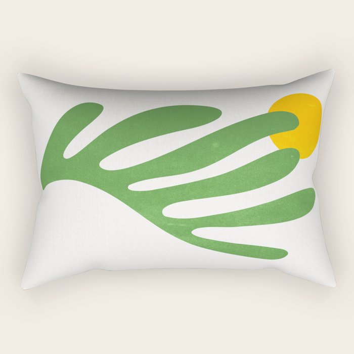 Green Leaf & Sun: Matisse Edition | Mid Century Series Rectangular Pillow Gallery Image 1