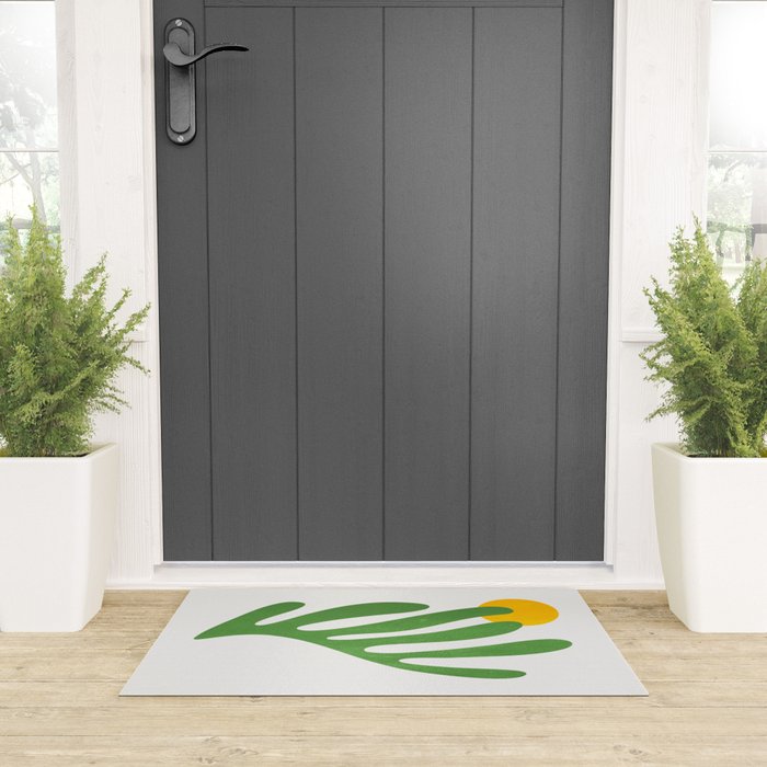 Green Leaf & Sun: Matisse Edition | Mid Century Series Welcome Mat Gallery Image 3