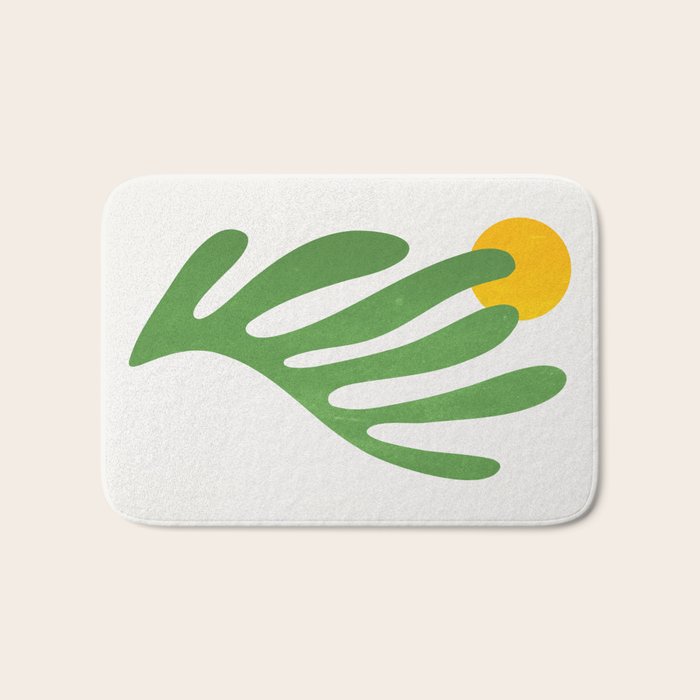 Green Leaf & Sun: Matisse Edition | Mid Century Series Bath Mat Gallery Image 1