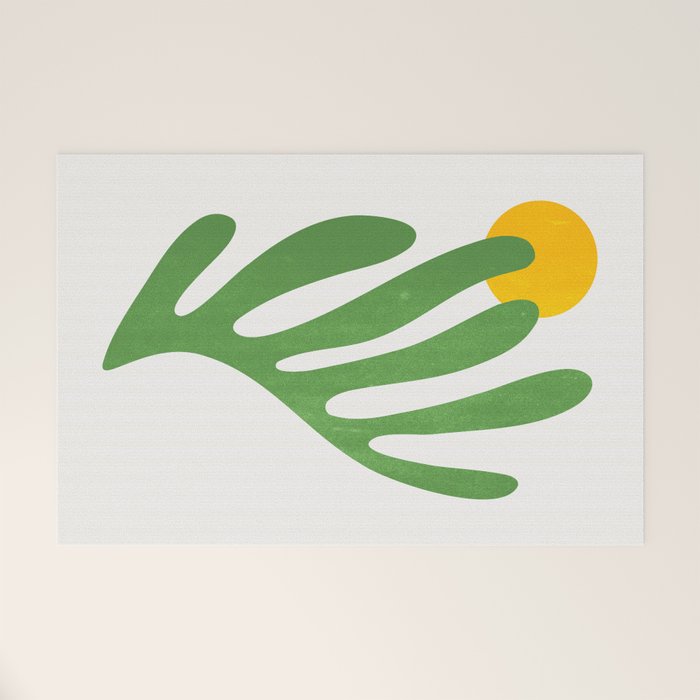 Green Leaf & Sun: Matisse Edition | Mid Century Series Welcome Mat Gallery Image 1