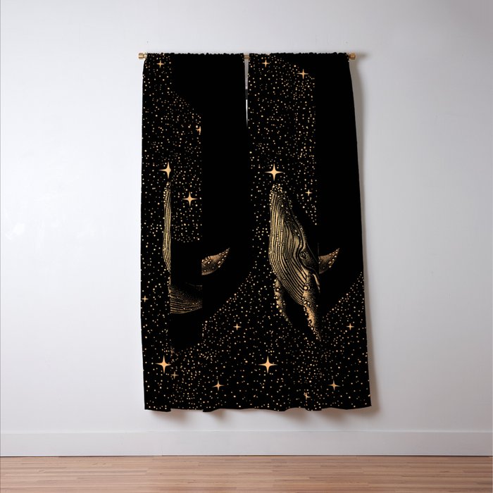 Starry Whale - Dark GOLD Version Window Curtain Gallery Image 3