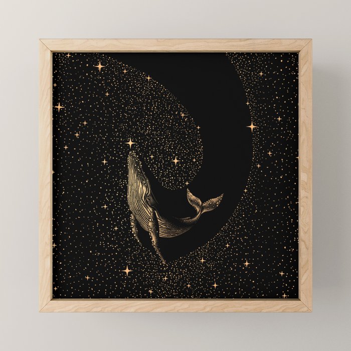 Starry Whale - Dark GOLD Version Mini Art Print Gallery Image 1