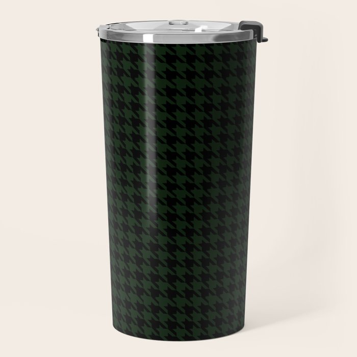 Houndstooth (black and dark green) Travel Mug Gallery Image 2