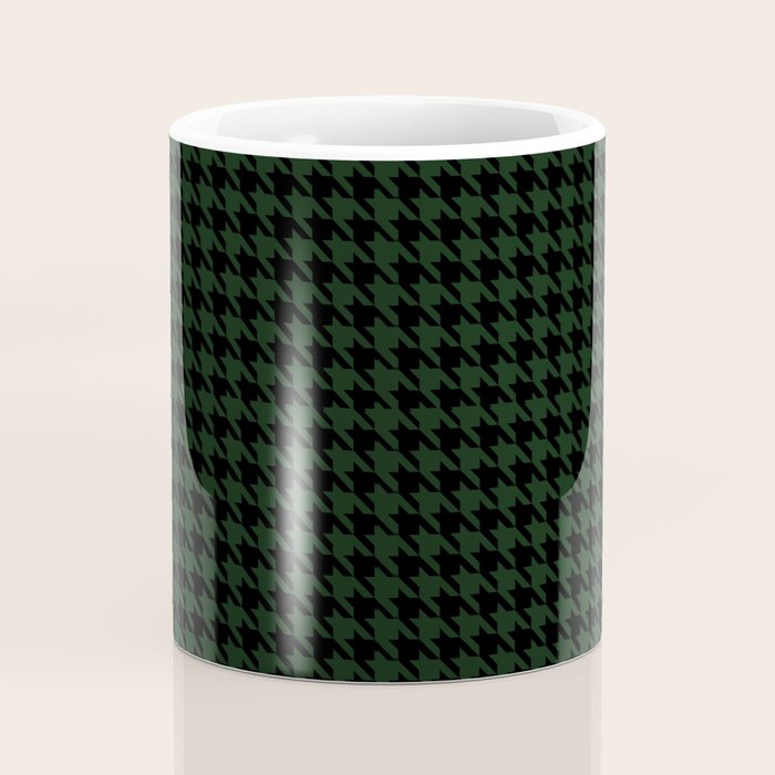 Houndstooth (black and dark green) Coffee Mug Gallery Image 4