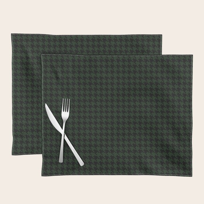 Houndstooth (black and dark green) Placemat Gallery Image 1