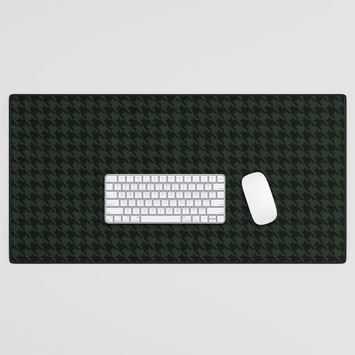 Houndstooth (black and dark green) Desk Mat Gallery Image 1