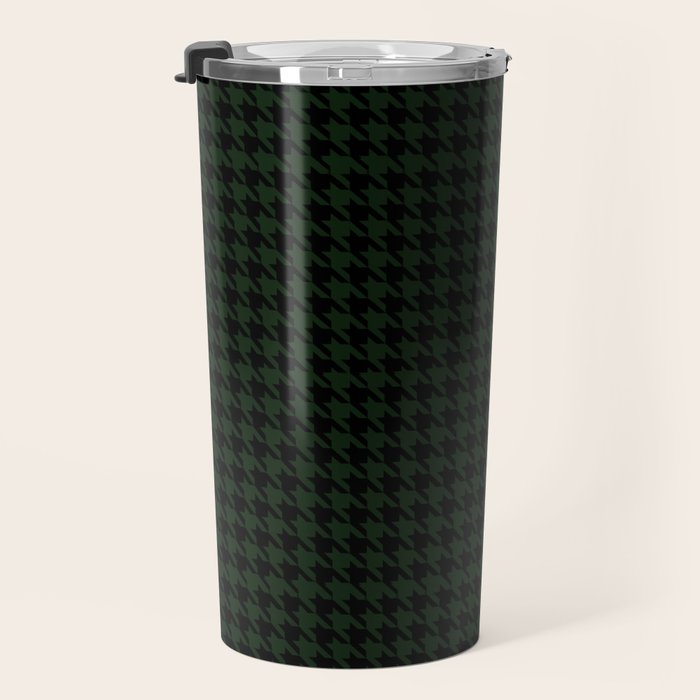 Houndstooth (black and dark green) Travel Mug Gallery Image 3