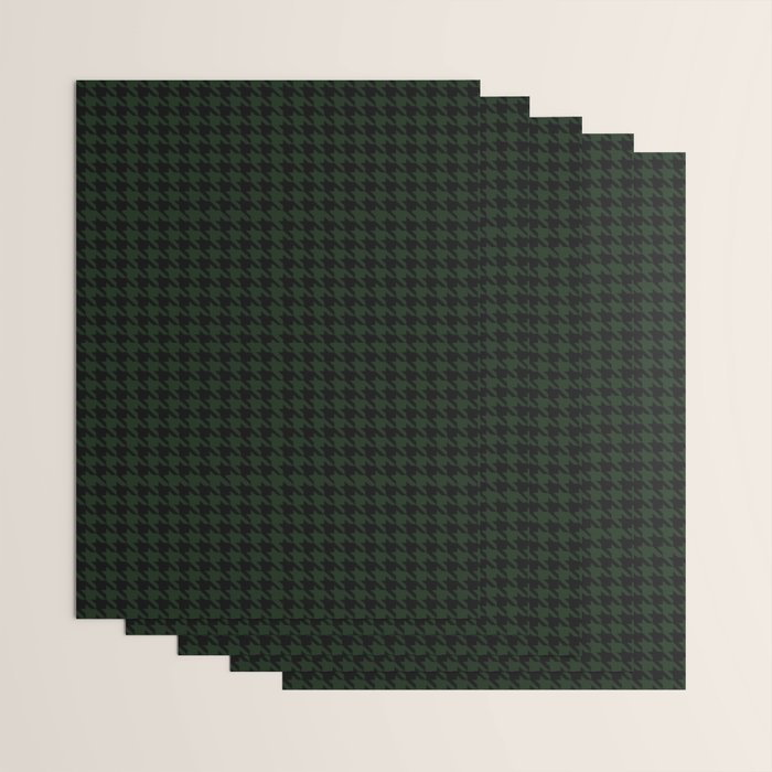 Houndstooth (black and dark green) Wrapping Paper Gallery Image 3