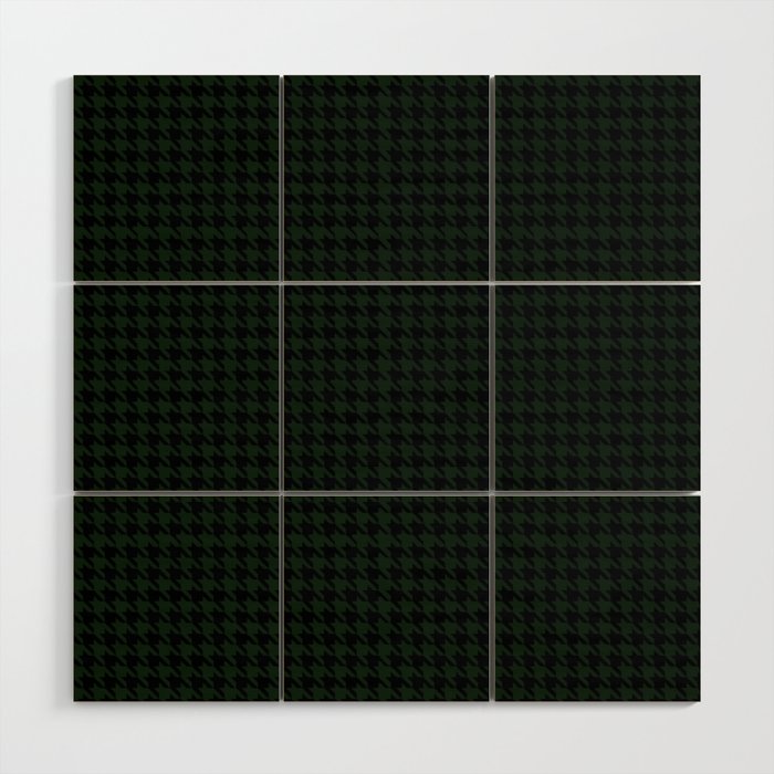 Houndstooth (black and dark green) Wood Wall Art Gallery Image 1