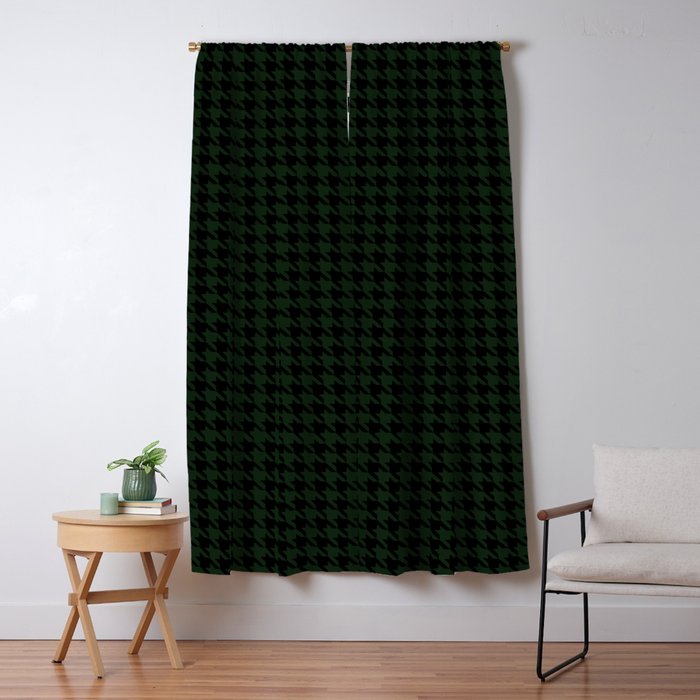 Houndstooth (black and dark green) Window Curtain Gallery Image 1