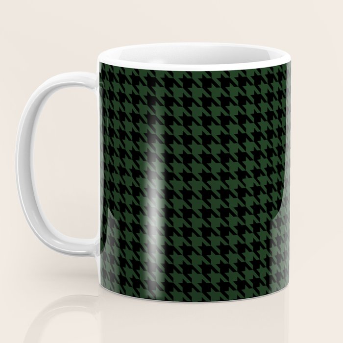 Houndstooth (black and dark green) Coffee Mug Gallery Image 3