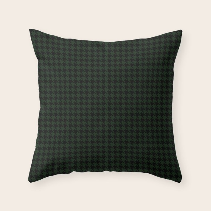Houndstooth (black and dark green) Throw Pillow Gallery Image 6