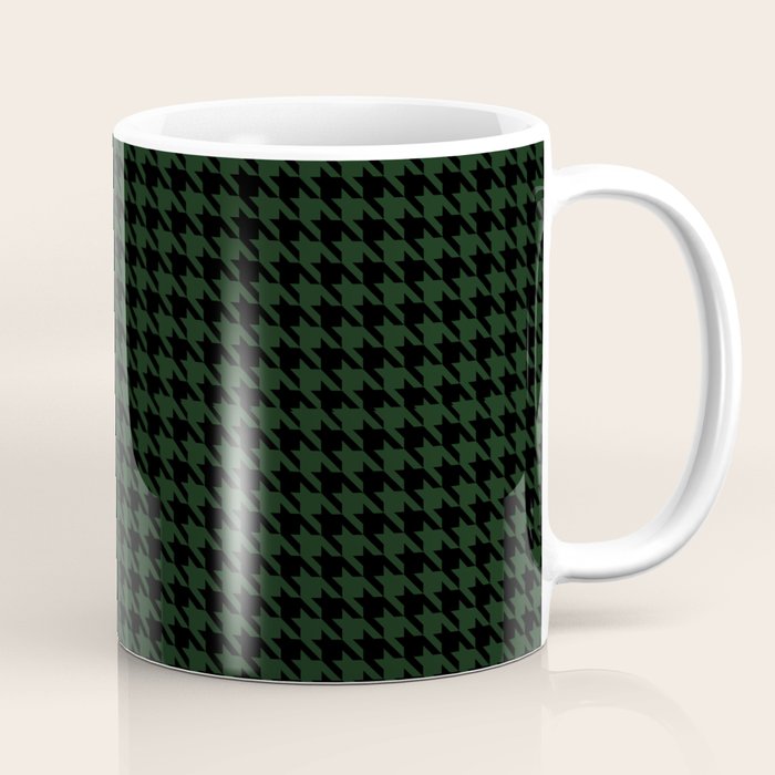 Houndstooth (black and dark green) Coffee Mug Gallery Image 1