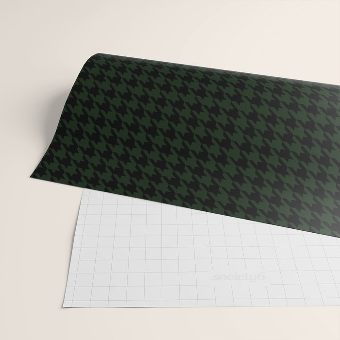 Houndstooth (black and dark green) Wrapping Paper Gallery Image 2