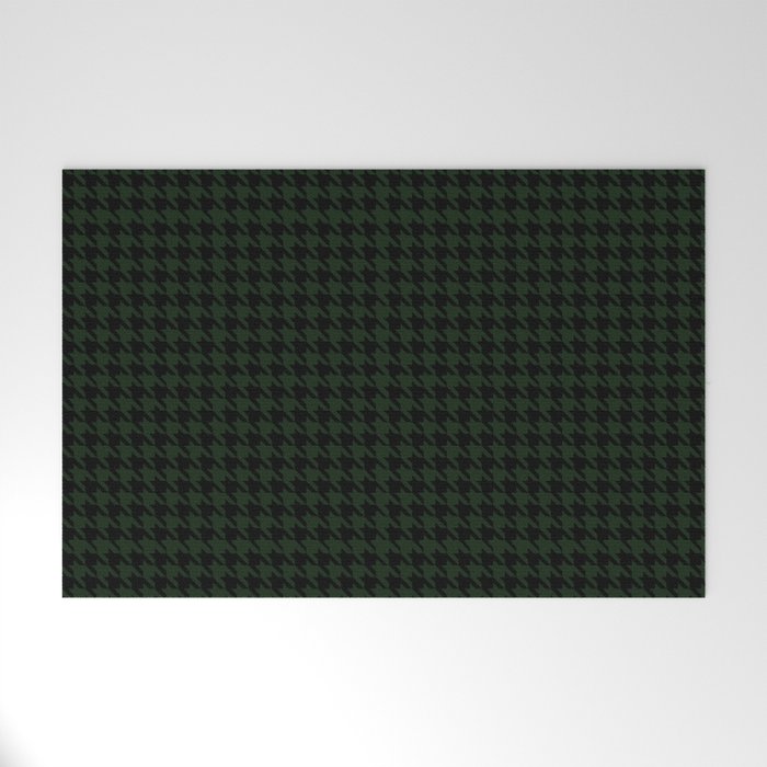 Houndstooth (black and dark green) Welcome Mat Gallery Image 1