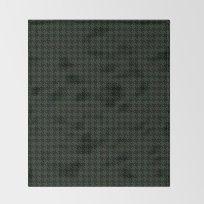 Houndstooth (black and dark green) Throw Blanket Gallery Image 2