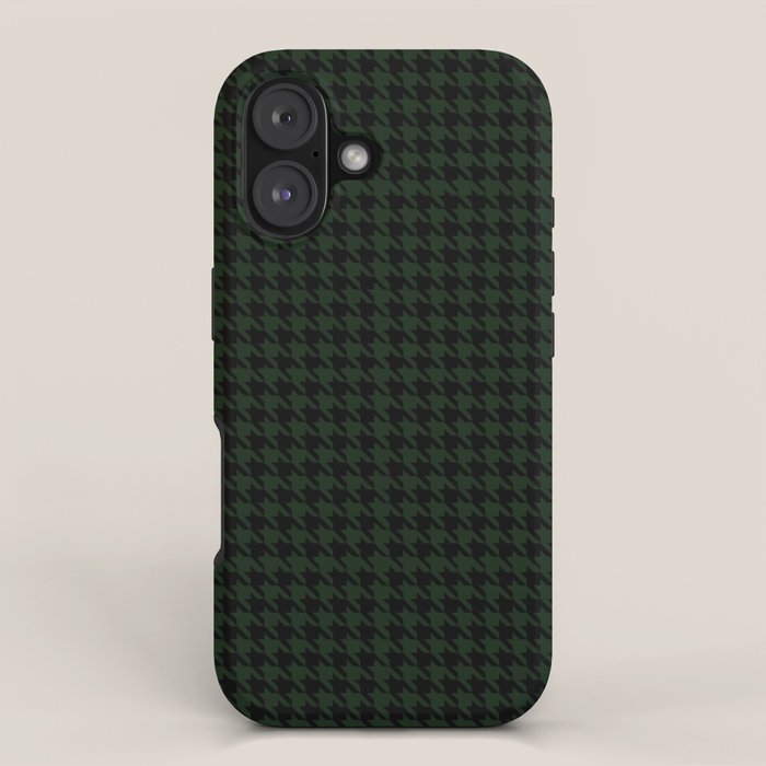 Houndstooth (black and dark green) iPhone Case Gallery Image 1