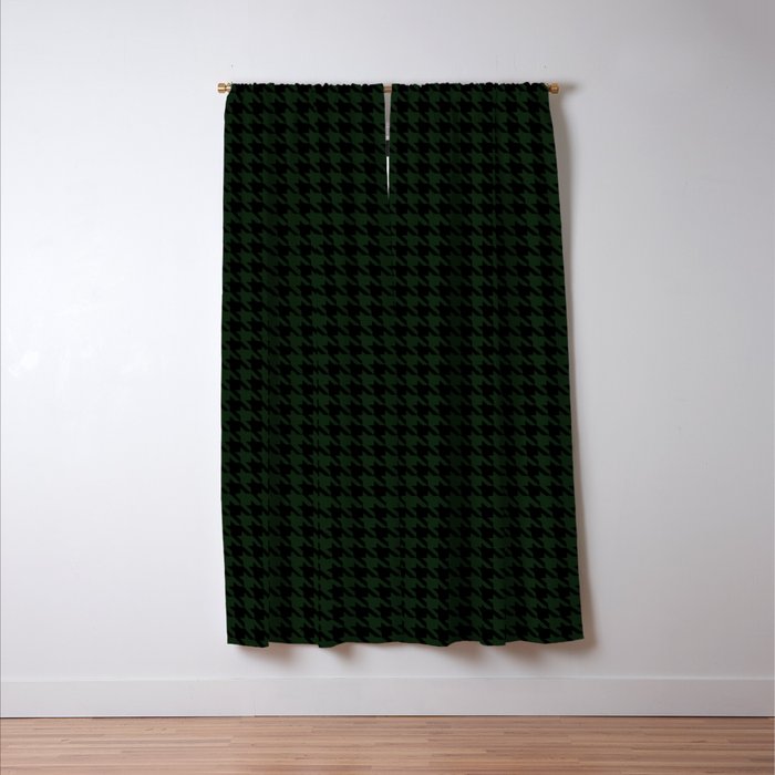 Houndstooth (black and dark green) Window Curtain Gallery Image 3