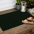 Houndstooth (black and dark green) Outdoor Rug Gallery Image 2