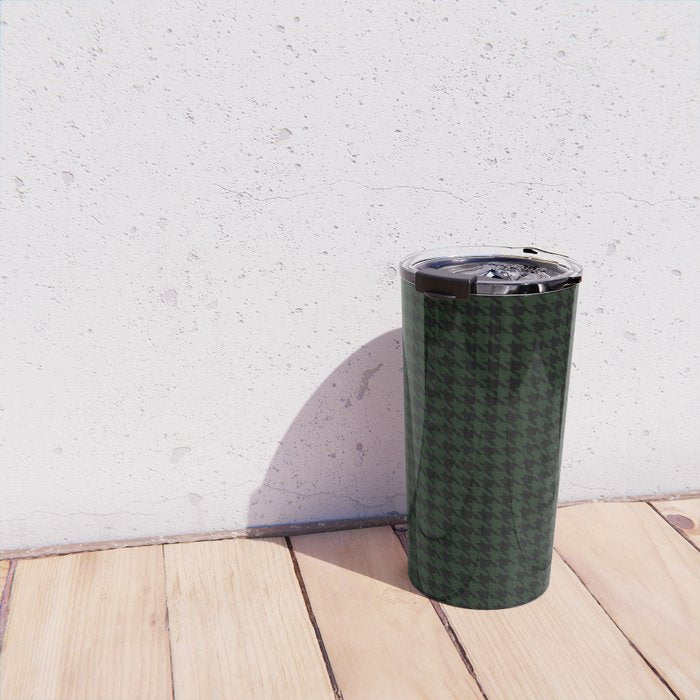 Houndstooth (black and dark green) Travel Mug Gallery Image 4