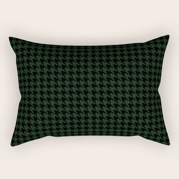 Houndstooth (black and dark green) Rectangular Pillow Gallery Image 2