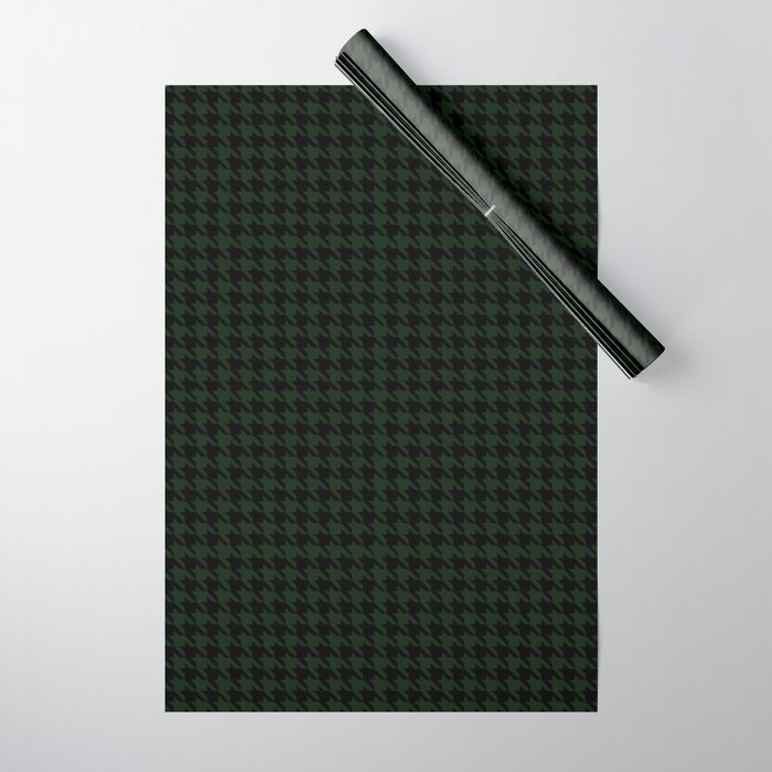 Houndstooth (black and dark green) Wrapping Paper Gallery Image 1