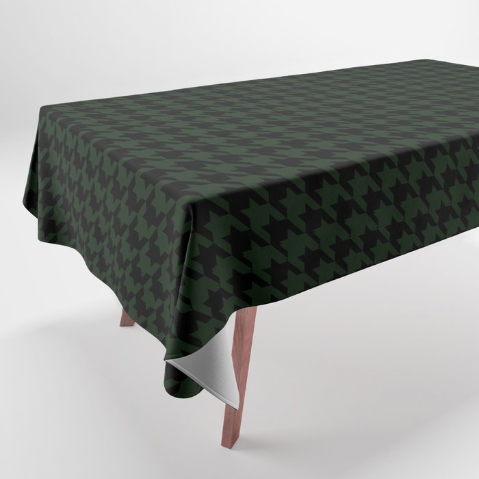 Houndstooth (black and dark green) Tablecloth Gallery Image 1