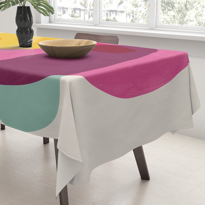 Abstract Colorful Shapes Pink Yellow Tablecloth Gallery Image 3
