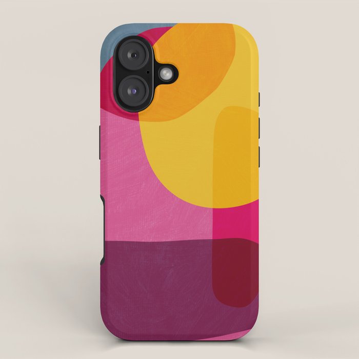 Abstract Colorful Shapes Pink Yellow iPhone Case Gallery Image 1