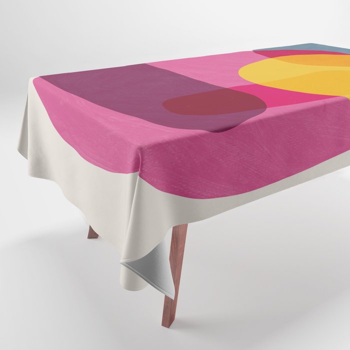 Abstract Colorful Shapes Pink Yellow Tablecloth Gallery Image 1