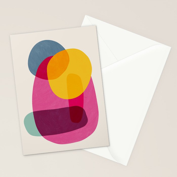 Abstract Colorful Shapes Pink Yellow Stationery Card Gallery Image 2