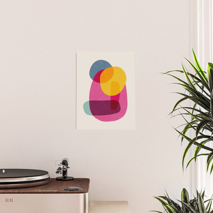 Abstract Colorful Shapes Pink Yellow Poster Gallery Image 2