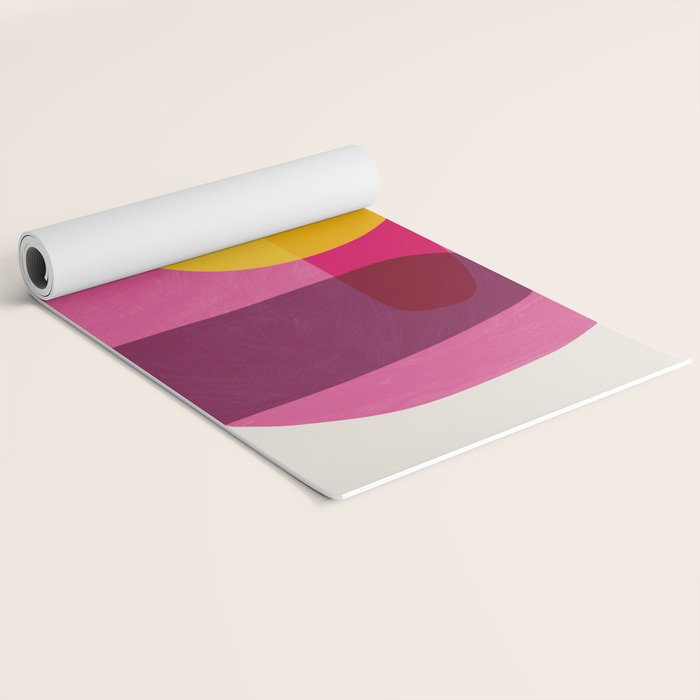 Abstract Colorful Shapes Pink Yellow Yoga Mat Gallery Image 2