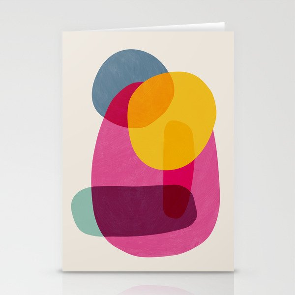 Abstract Colorful Shapes Pink Yellow Stationery Card Gallery Image 1