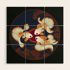 Three tosakin goldfish Wood Wall Art Gallery Image 1