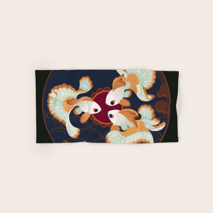 Three tosakin goldfish Bath Towel Gallery Image 1