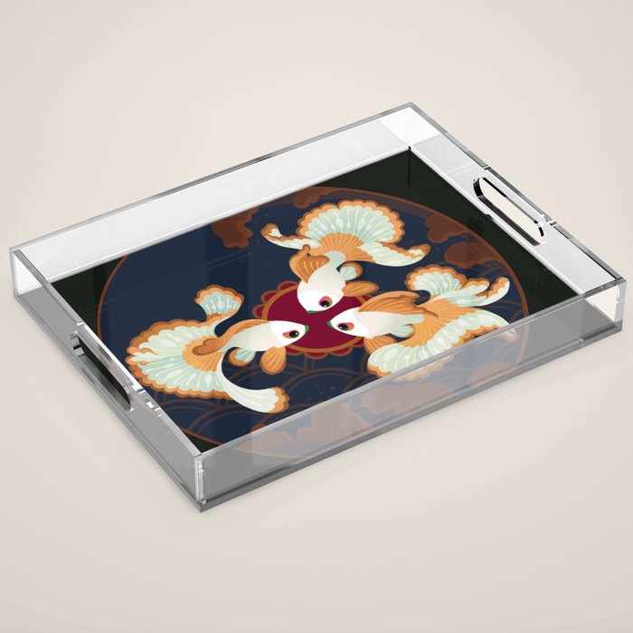 Three tosakin goldfish Acrylic Tray Gallery Image 1