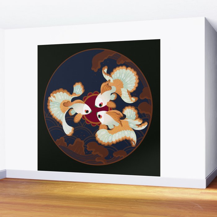 Three tosakin goldfish Wall Mural Gallery Image 2