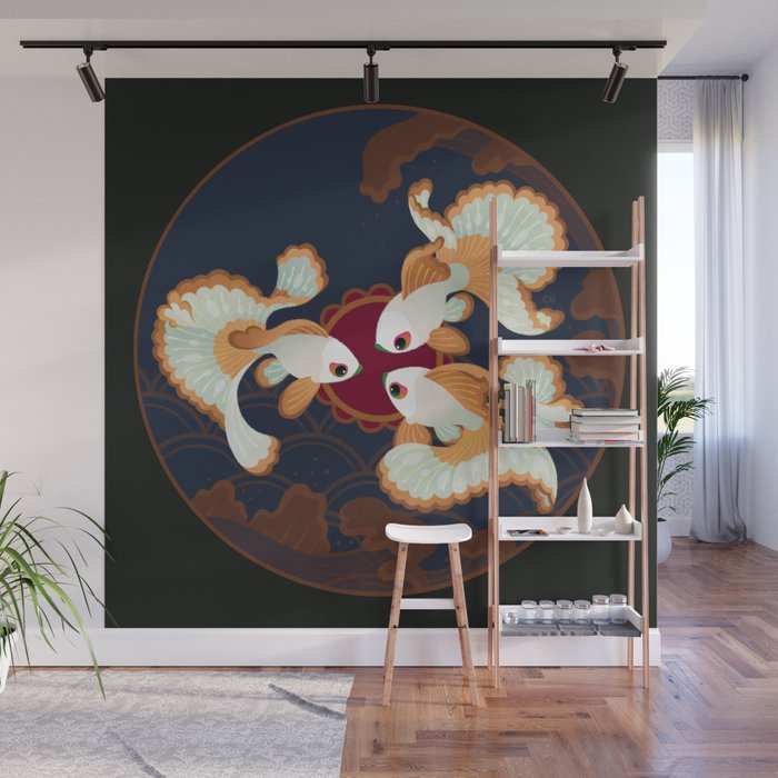 Three tosakin goldfish Wall Mural Gallery Image 1