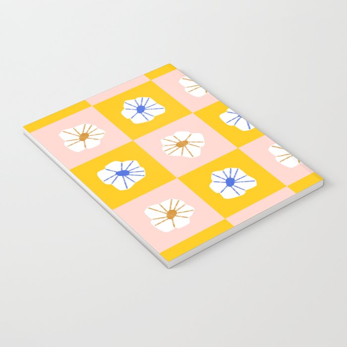 White Checkered Flowers Notebook Gallery Image 3