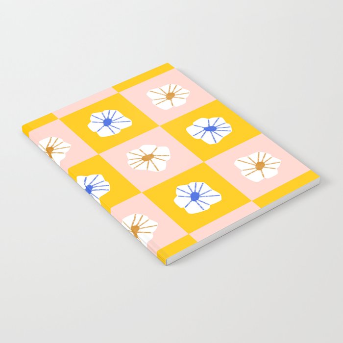 White Checkered Flowers Notebook Gallery Image 1