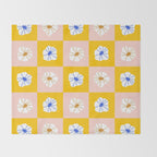 White Checkered Flowers Throw Blanket Gallery Image 2