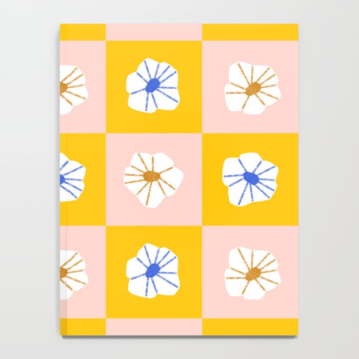 White Checkered Flowers Notebook Gallery Image 4