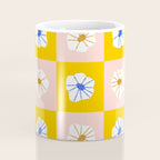 White Checkered Flowers Coffee Mug Gallery Image 4