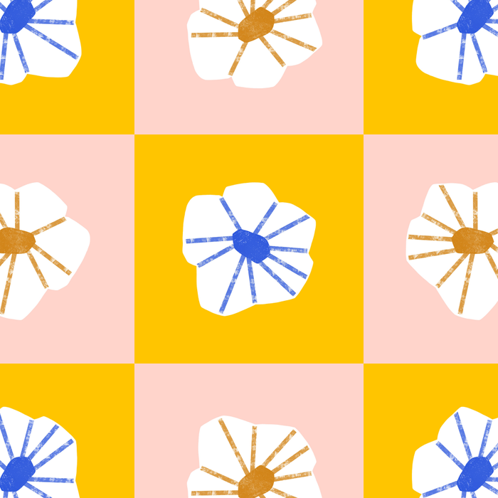 White Checkered Flowers Coffee Mug Gallery Image 2