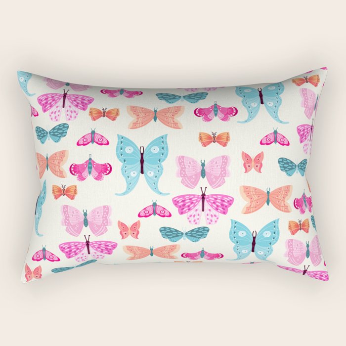 Butterflies in pink Rectangular Pillow Gallery Image 2