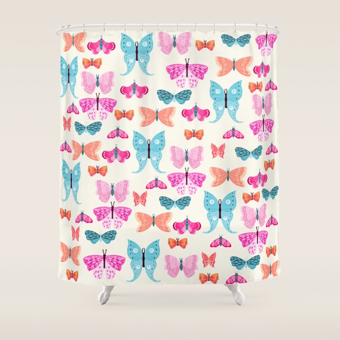 Butterflies in pink Shower Curtain Gallery Image 1
