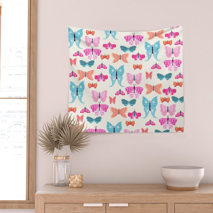 Butterflies in pink Wall Tapestry Gallery Image 2