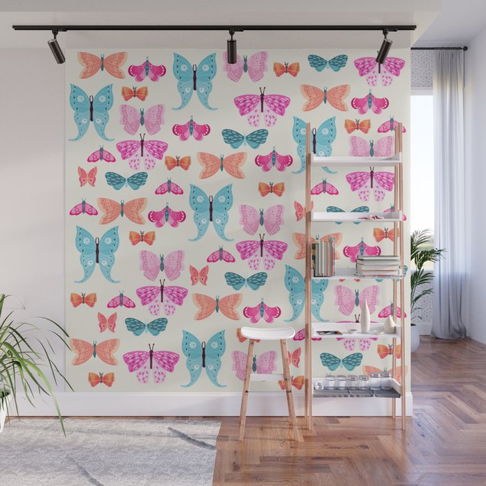Butterflies in pink Wall Mural Gallery Image 1